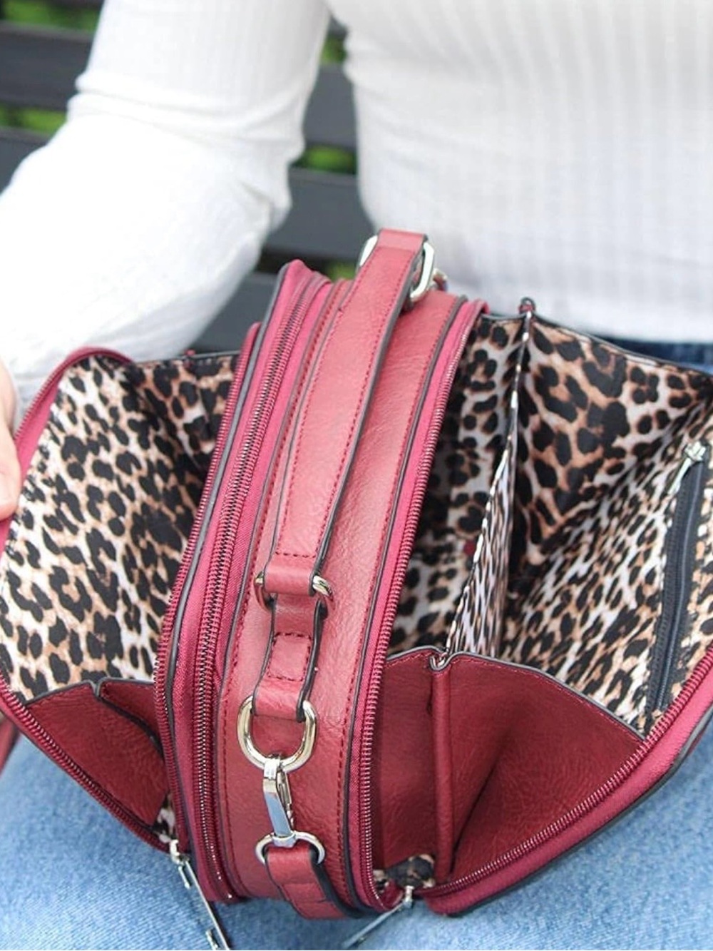 NWT K. Carroll Kelsey Red Vegan Leather Crossbody Bag! NEW! - Picture 9 of 11